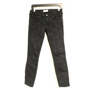Free People Women's Lace Floral Jeans Black Skinny Leg Sz 25 #232